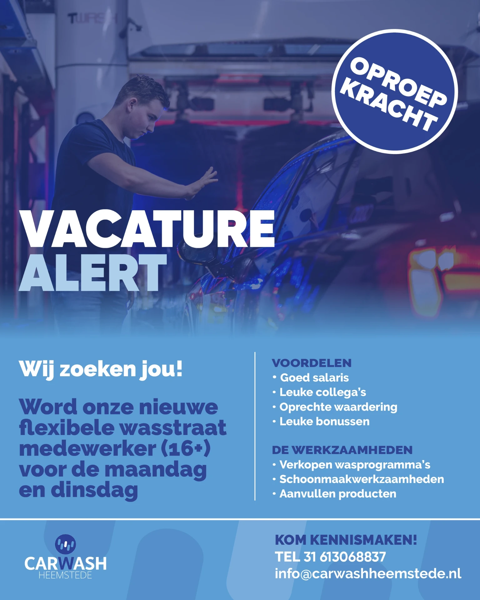 Vacature medewerker wasstraat bij Carwash Heemstede